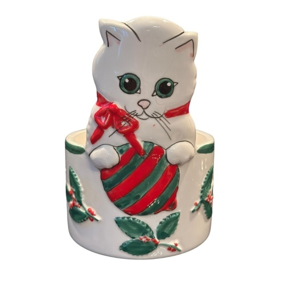 NIB Vintage 1983 Christmas Kitten Cat Bowl by Andrea West Sigma Tastesetter